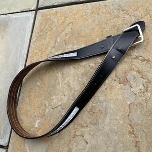 Y2K Black Leather Reflective Stripe Belt